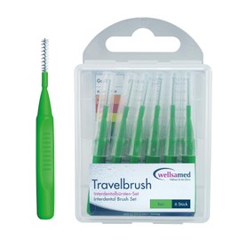 wellsamed Travelbrush Pack of 6 Interdental Brushes, ISO 5: 0.9 mm, Brush Size: 5.0 mm/Fine, for Effective Cleaning of Interdental Spaces