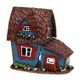 40644 Ceramic Tea Light House Tea Light Holder Half-timbered House Blue 11 cm