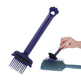 2-in-1 Hair Brush Cleaning Tool, Comb Cleaning Brush Hair Brush Cleaner with Pick and Bristles Hair Brush Remover Rake for Removing Hair Dust, Cute Comb Cleaner Tool for Home and Salon, Blue