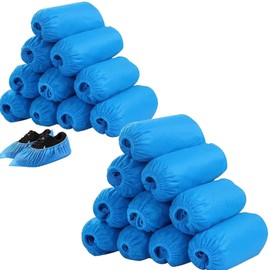 YILUFA1688 Shoe Covers Disposable 200 Pack，Boot Covers Disposable,Durable Waterproof & Anti-Slip for Indoor Floor Carpet, Home, Museum, Construction, Offices Workplace, One Size Fits All(Blue)