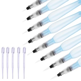 Set of 12 Water Brush Pens with Water Tank Blue Brush Pens for Watercolour Painting Refillable Water Pens for Children Artists Beginners