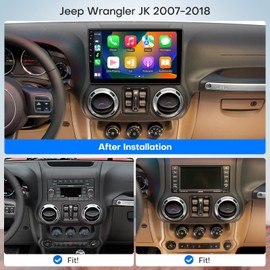 for Jeep Wrangler JK Radio 2007 2008 2009 2010 2011 2012 2013 2014 2015 2016 2017 2018 Android 13 TouchScreen car Stereo Audio Wireless Carplay& Android Auto Bluetooth,WiFi,Wireless, GPS Pantalla para