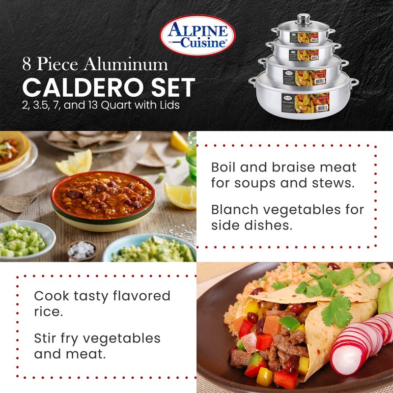 Alpine Cuisine Nonstick Aluminum Hot Pot Caldero Dutch Oven Set