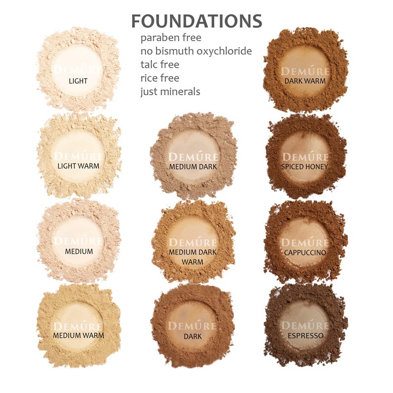 Demure Medium Foundation Powder, Loose Face Powder - Natural Makeup