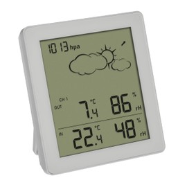 TFA Dostmann Wireless Clear Weather Station, 35.1168.02, with Outdoor Sensor, Temperature and Humidity Indoor and Outdoor, Weather Forecast with Air Pressure and Symbols, Digital, Small and Compact,
