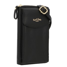 Gusti Umhängetasche Leder- Silvia Damen Handytasche Ledertasche Schultertasche Schwarz Leder