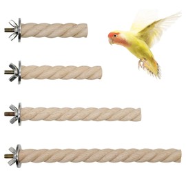 Woohome Bird Perch, 4 PCS Natural Wood Perches, Wooden Bird Parrot Stand in The Shape of a Twist Cage Perch Accessories for Small Birds Budgies Cockatiels Conure Lovebirds