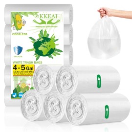 4-5 Gallon Trash Bags Small Garbage Bags Bathroom Trash Can Bags 150 Counts Wastebasket Liners for Office Kitchen,Whitecolor: White