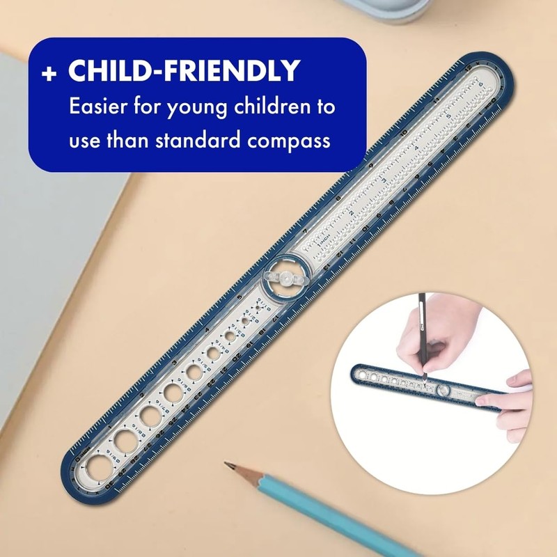 Helix - 2-in-1 Ruler - Integrated Circle Templates - Innovative