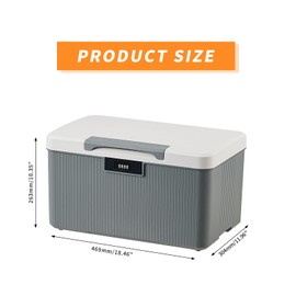 RUIAN Lockable Storage Container Bin, 10 Gallon & 4.2 Gallon Security Portable Combination Lock Plastic Box, Locked Security Box Suitable for Storing Important Items and Documents (White Grey)