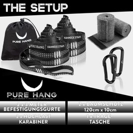 PURE HANG Hammock Attachment Hammock Suspension Set Hanging Set for Hammock Tree Outdoor Camping Travel Complete Set (White)