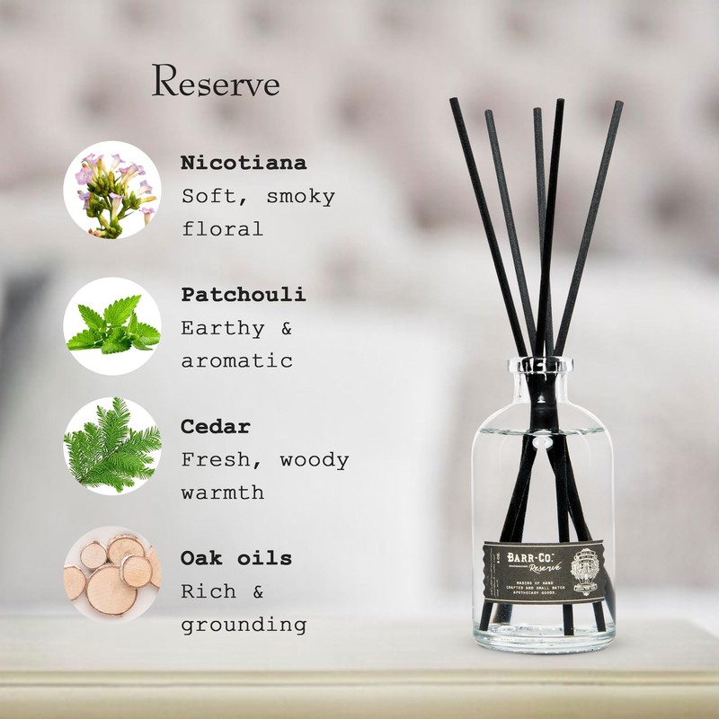 Barr-Co. Reserve Scent Diffuser Kit, Earthy Tobacco Scent with Woody
