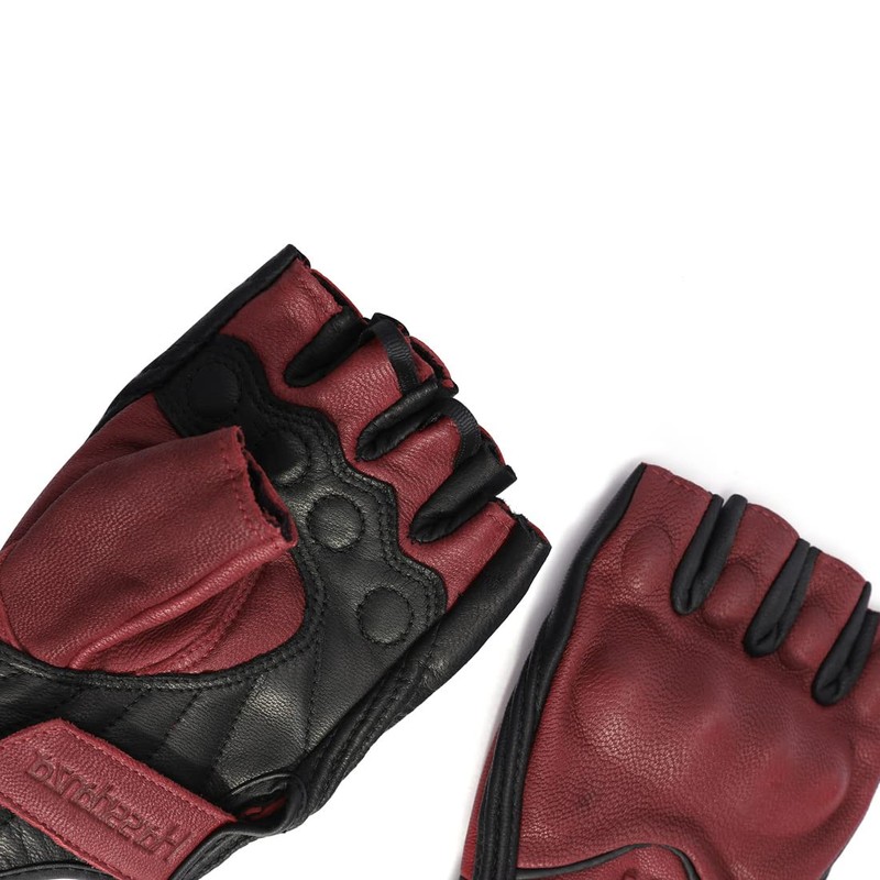 Harssidanzar Mens Motorcycle Gloves Half Finger Goatskin Leather Gloves GM037CA,