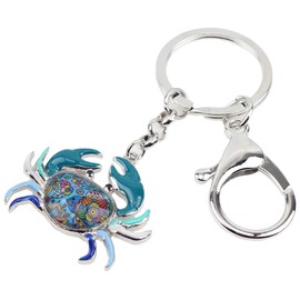 DOWAY Enamel Crab Keychain, Ocean Pendant for Purse Handbags Car Key Rings Gift (Blue)