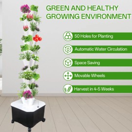 Lint 50 Pot Vertical Hydroponic System Tower Garden Aeroponics Home Grow Kit 10 Layer