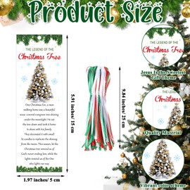 Cholemy 200 Pcs The Legend of The Christmas Tree Bookmarks Religious Christmas Tree Bookmark Bulk Inspirational Paper Christian Bible Bookmark with Ribbon for Xmas Sunday School Classroom Church Gift