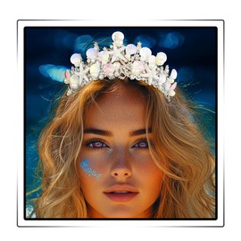 Ushiny Starfish Pearls Tiara and Crown Silver Mermaid Costume Headband Sparkly Shell Hair Accessories for Women, Alloy, No Gemstone