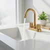 Bathroom Washbasin Faucet 4-Inch Double Handle Brushed Alloy Deck Mount