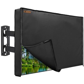 IC ICLOVER Outdoor TV Cover 60-65", 600D Heavy Duty 4 Season Weatherproof TV Screen Protector with Waterproof Zipper & Remote Control Pocket, Outside Television Cover for LED, LCD, OLED TVs