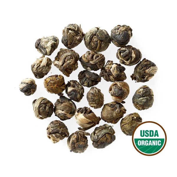 Golden Moon Organic Jasmine Pearls Green Tea - Loose Leaf, Non GMO - 1 Pound (181 Servings)