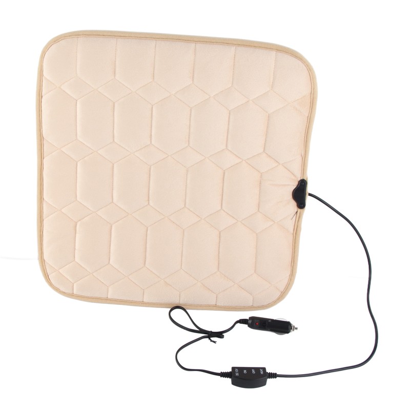 Square Car Seat Heating Pad With Plush Cover 12V Car