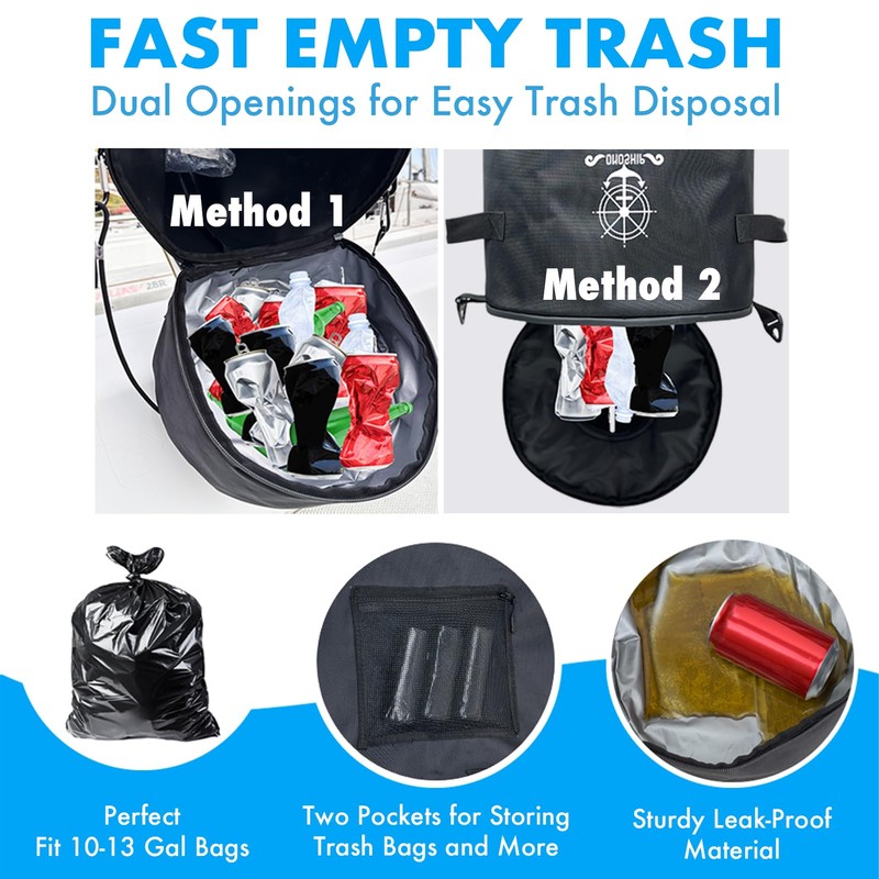 Portable Boat Trash Can Odor & Leak Resistant 900D Oxford