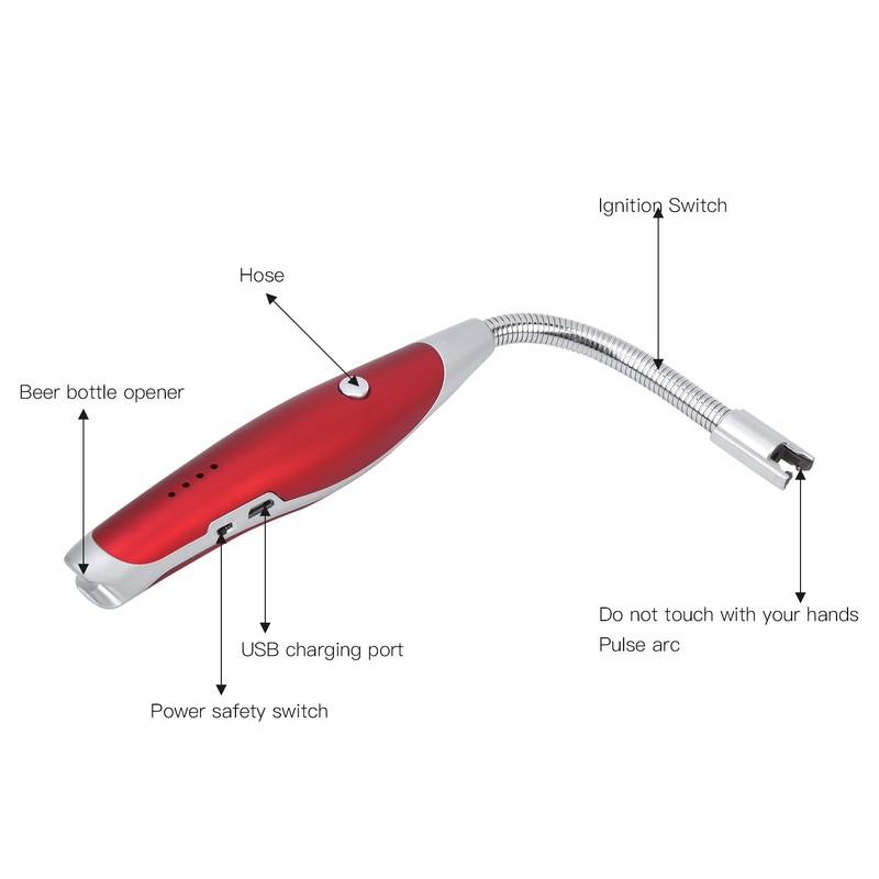 USB Charging Electric Arc Lighter Bottle Opener Kitchen Outdoor Pulse