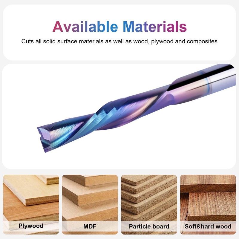 SpeTool 5-Piece Carbide Spiral Downcut CNC Router Bits Set, 1/8