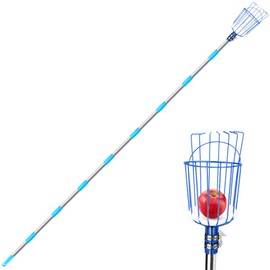 Achort Fruit Picker Tool, 13-Foot Fruit Picker with Light-Weight Aluminum Telescoping Pole and Basket, Fruit Grabber Easy to Assemble, Use Fruits Catcher Tree Picker for Getting Apple (Blue)