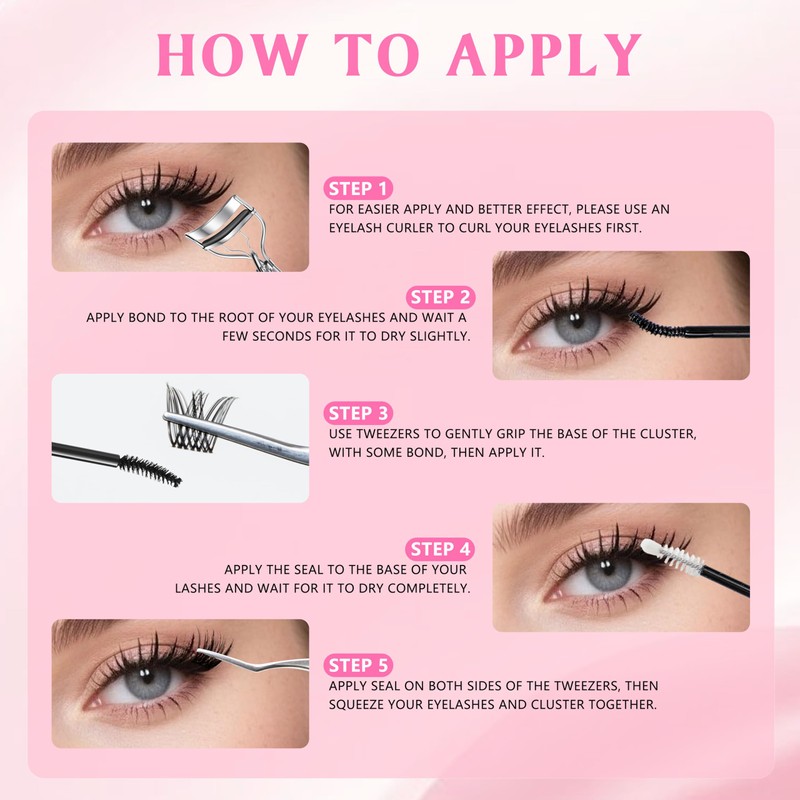 Jsio Cluster Lashes Kit with Glue, 456PCS Individual Eyelashes 30D-100D