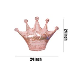HORUIUS Rose Gold Crown Balloons Crown Shaped Foil Mylar Balloons for Baby Shower Kids Girls Wedding Birthday Party Supplies Decorations 24 Inchs 5PCS