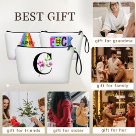 SEAMOON Gifts for Women Birthday Unique, Makeup Bag with Mirror, Maid of Honor Gifts, Small Cosmetic Bag, Sister Birthday Gifts from Sister, Gifts for Bride, Encouragement Gifts for Women, Letter C