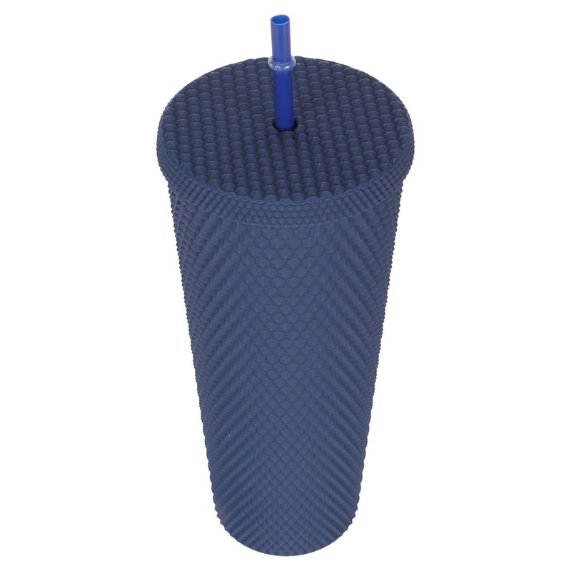 Coffee Tumbler with Lid and Straw Matte Dark Blue Double