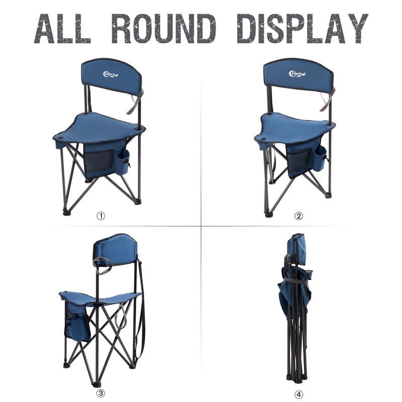 PORTAL Extra Large Quick Folding Tripod Stool with Backrest Fishing