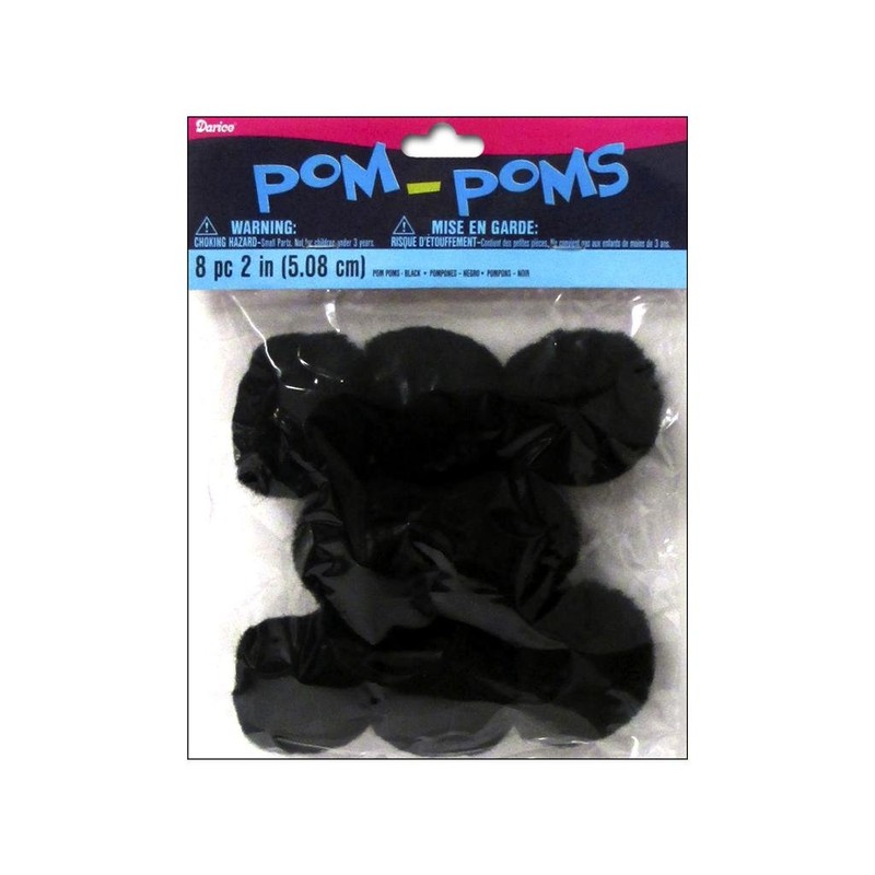 Darice POMS Acrylic Black 2IN 8PC PK