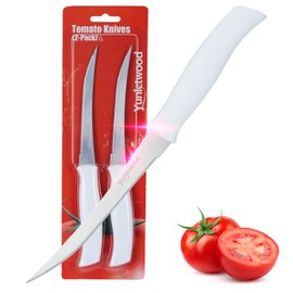 Yunletwood Tomato Knife 3rd Gen 2-Pack, Serrated Stainless Steel Blade, Ergonomic Handle, Precise Cuts for Tomatoes/Fruits/Veggies