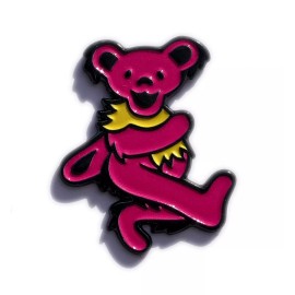 Grateful Pink Marching Jerry Bear Garcia Weir 60's HAT PIN Lapel Brooch