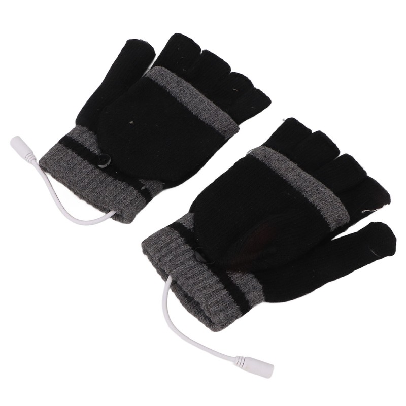 Full and Half Fingers Heating Gloves USB Fingerless Knitting Electric