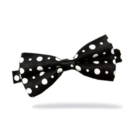 New Novelty Bow Tie Dickie Bow Satin Silkly Pre Tied for Wedding/Former Wear (T19 Black Large White Polka Dots)