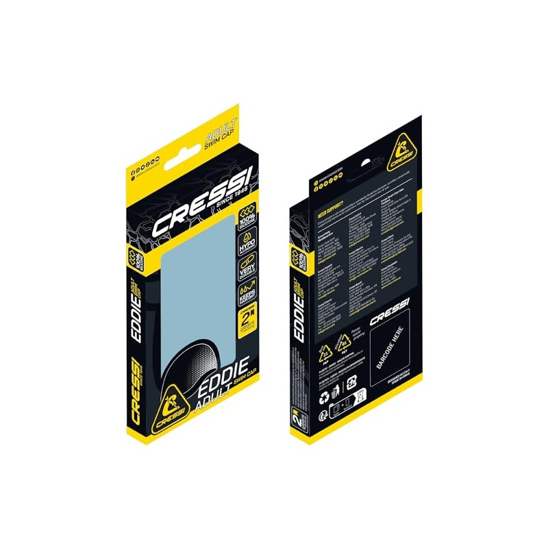 Cressi Eddie Swim Cap - Unisex Swimming Cap, Yellow/Black, One