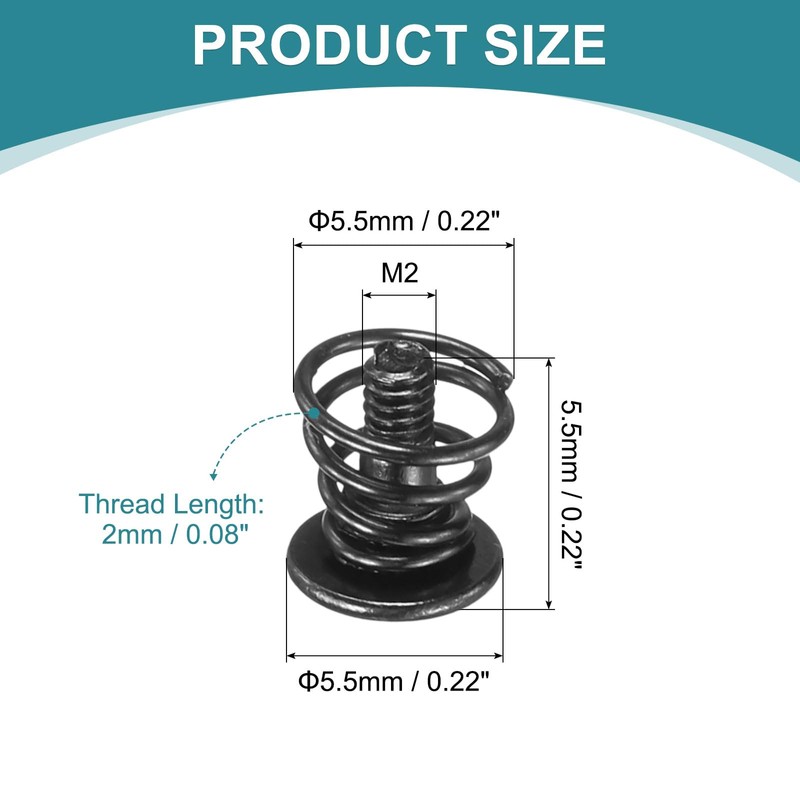 sourcing map GPU Spring Screws, 15pcs M2x5.5mm 5.5mm Spring OD