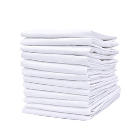 Pacific Linens Pillowcases White 12 Pack 200 Thread Count Percale Fabric Hotel Linen Size (King)