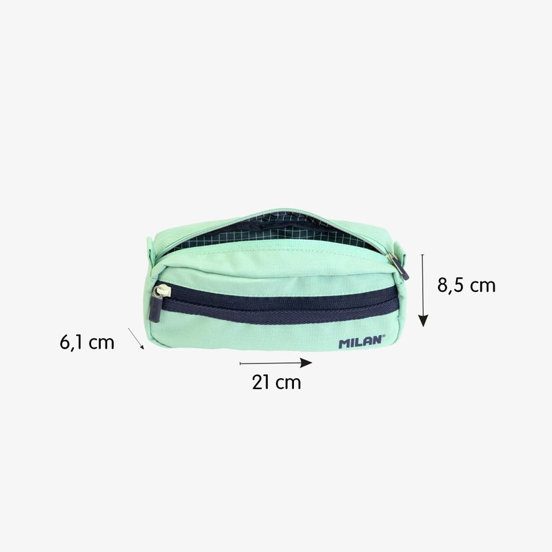 Series 1918 Rectangular Pencil Case with 2 Zips Green MILAN