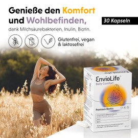 EnvioLife Belly Comfort® 30 Capsules: Biotin Supplement to Maintain Normal Mucous membranes, Lactic Acid Bacteria and Inulin