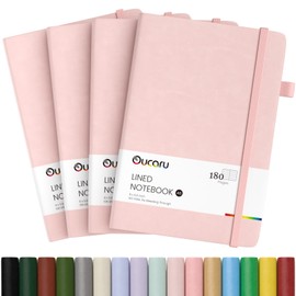 Oucaru Lined Journal Notebook, 4 Pack, 180 Pages, A5 Journals for Writing, 100 GSM Thick Paper, Small Notebooks Daily Journal for Women Men Work, Business, School, Travel Supplies