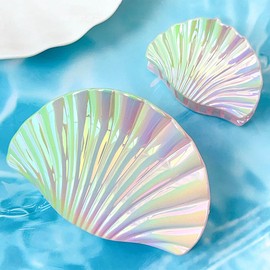 BARTOSI Seashell Hair Claw Clips Acrylic Hair Clips Shell Hair Accessories for Women (Pack of 2) (B-Green, Free Size)