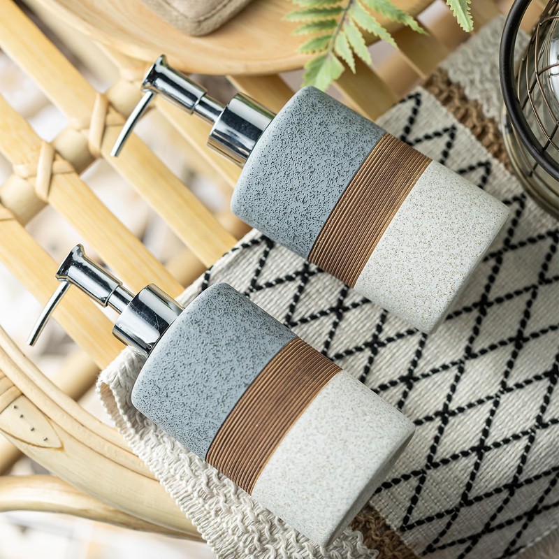 Cormomu Ceramic Soap Dispenser Set(2 Pack) – Hand Soap, Dish