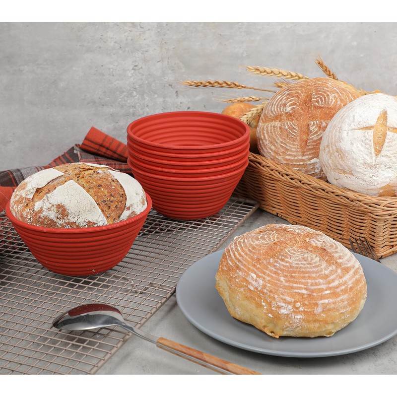 Webake 5 Inch Silicone Mini Banneton Bread Proofing Basket, 6Pcs