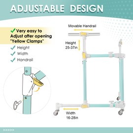 GanFindX Folding Skater Aid for Kids Roller Skating, Aluminum Roller Skate Trainer for Children Toddler Adjustable Height Training Walker (Seafoam Green)