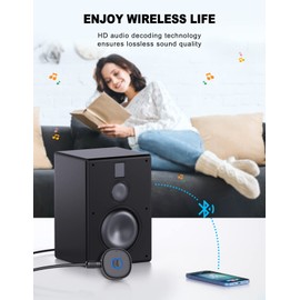 Mohard Car Bluetooth 3.5mm AUX Adapter, Mini Bluetooth 5.3 Vehicle Amplifiers for Stereo/Speaker/Wired Headphones, Bluetooth Car Adapter AUX, Hands-free Calls, Dual Connection, 16H Playtime